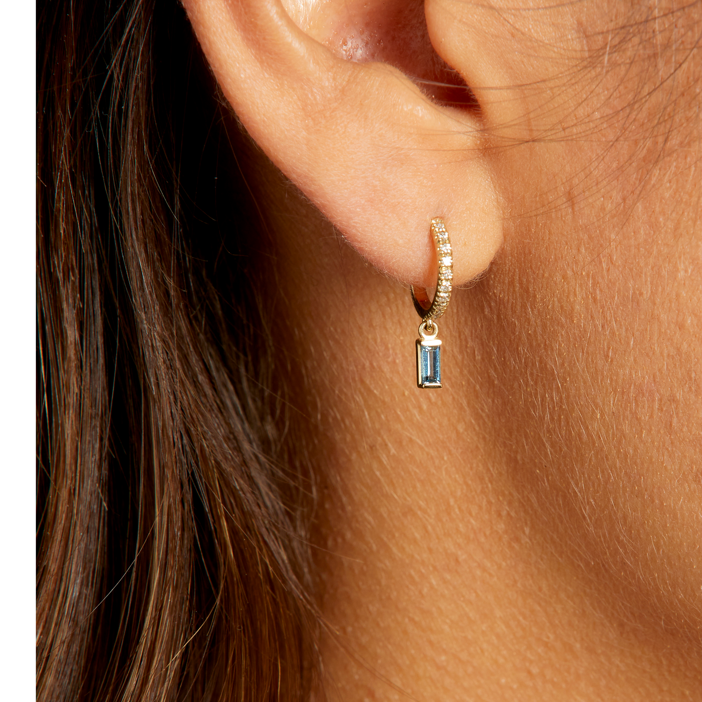 London Blue Diamond Half Hoop Studs