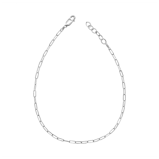 Paperclip Chain Anklet (Silver)