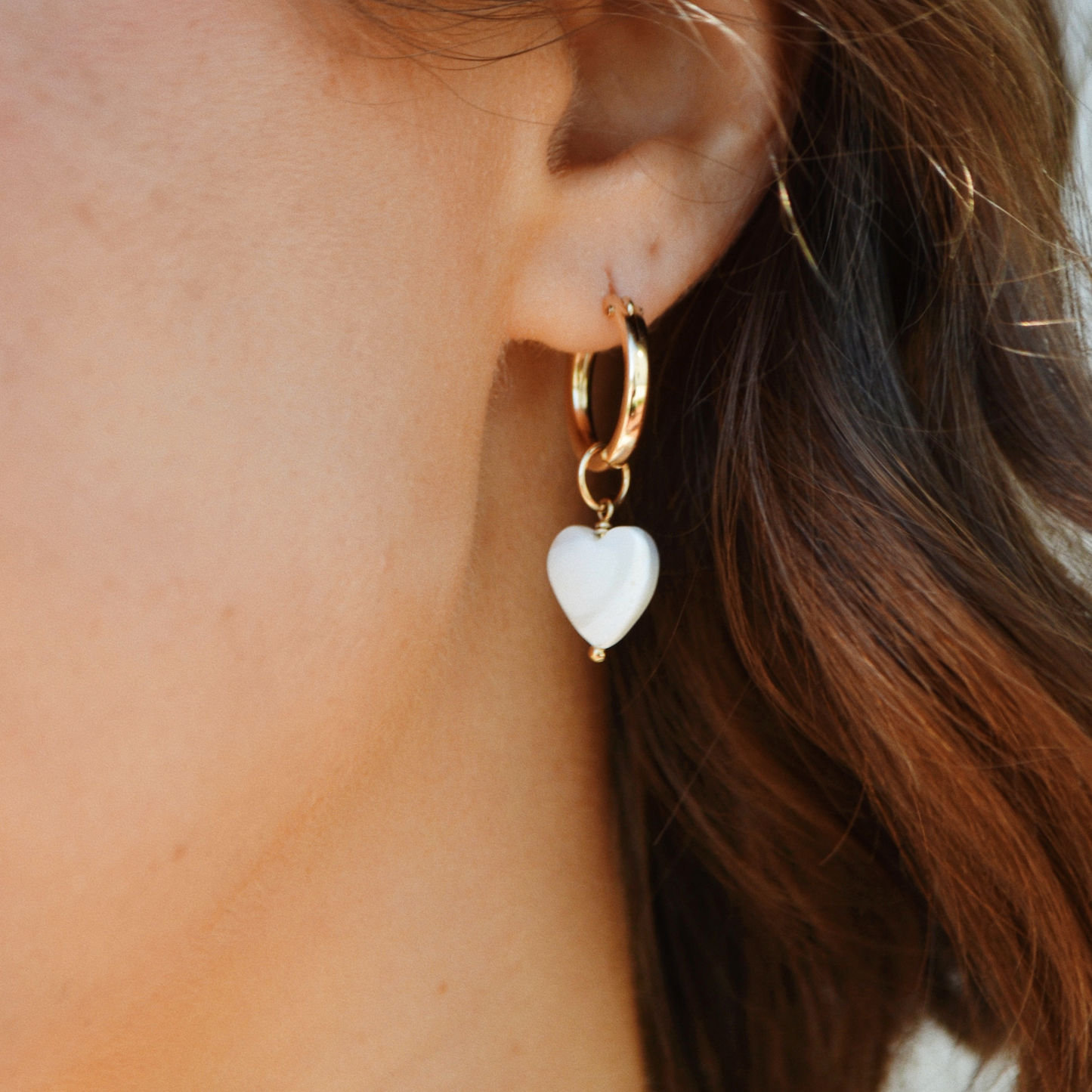 Pearly Heart Drop Hoops