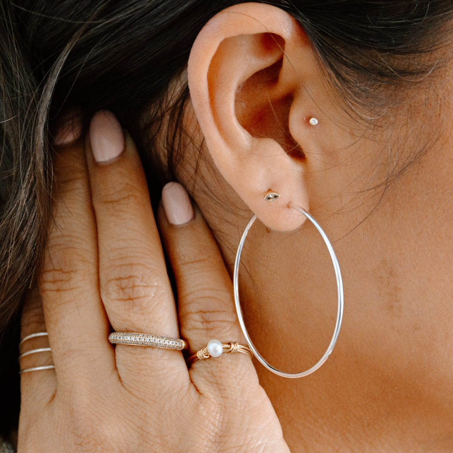 Plain Jane Hoop Earrings - Large (Silver)