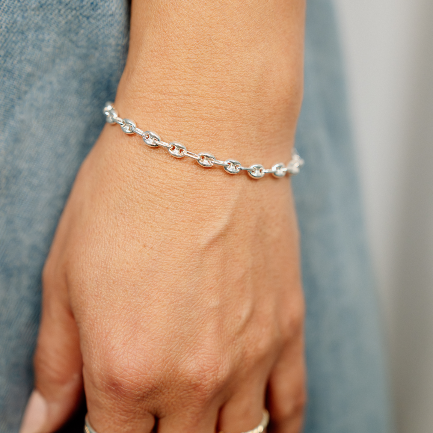 Puffed Mariner Chain Bracelet (Silver)