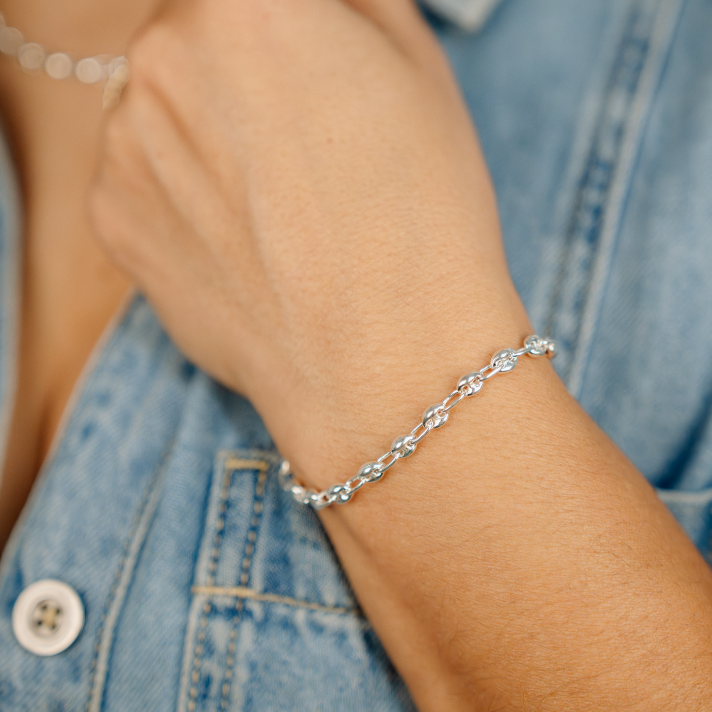 Puffed Mariner Chain Bracelet (Silver)