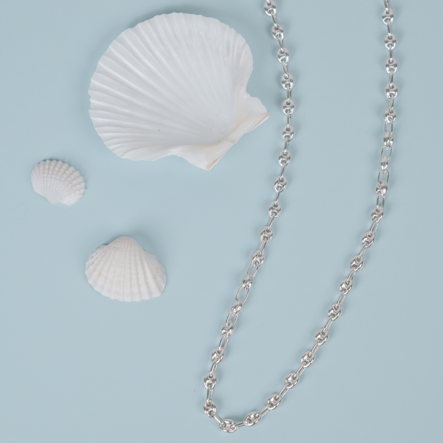 Puffed Mariner Chain Necklace (Silver)
