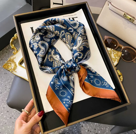 Paisley Square Bandana Scarf - Peacock Blue