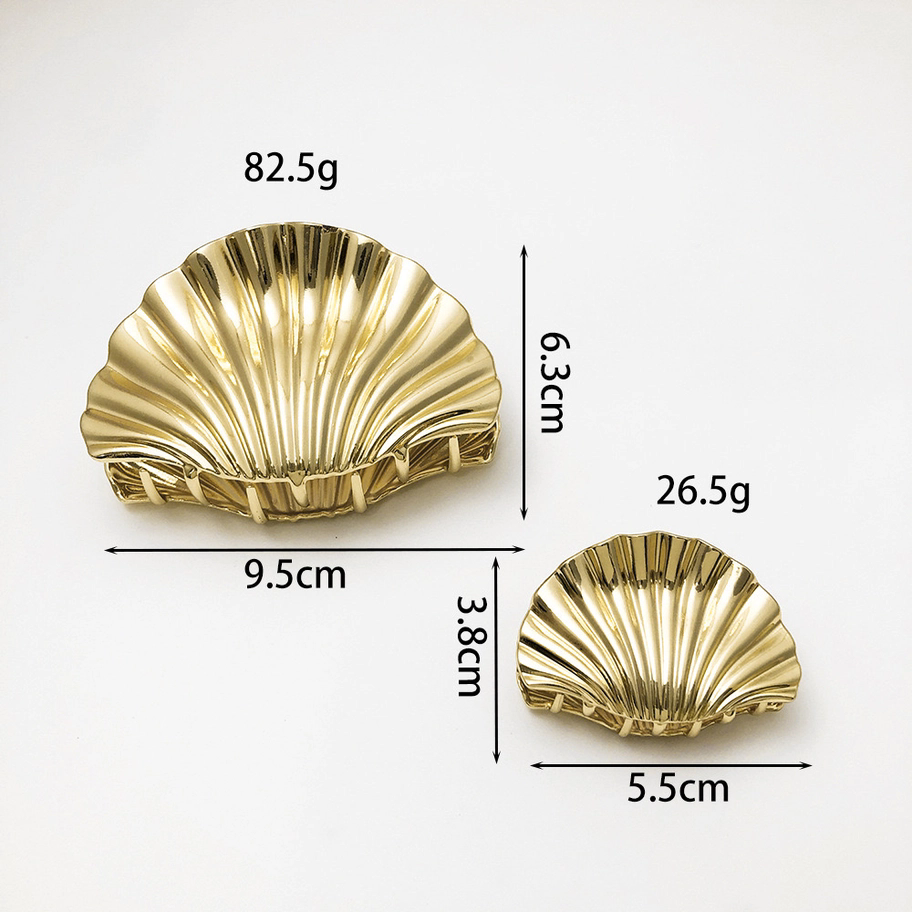 Shell-Shaped Metal Hair Claw Clips Chic Hair Accessories: Gold / Small