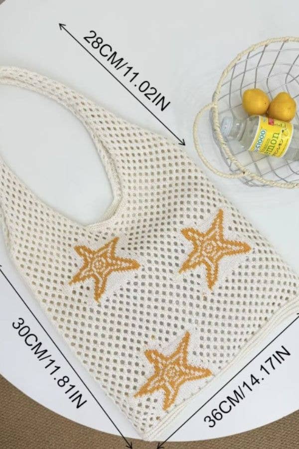 Crochet Tote Beach Bag: Starfish