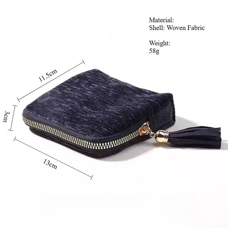 Fringe Zipper Jewelry Organizer Fabric: French Blue