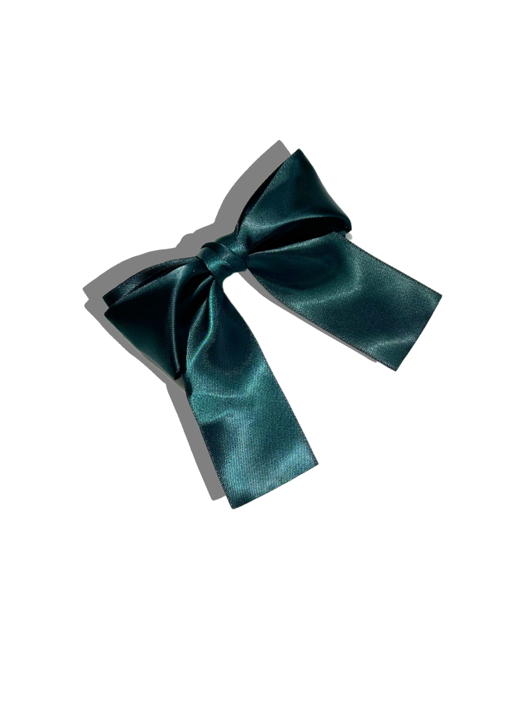 Handmade Satin Hair Bow Clip - Emerald