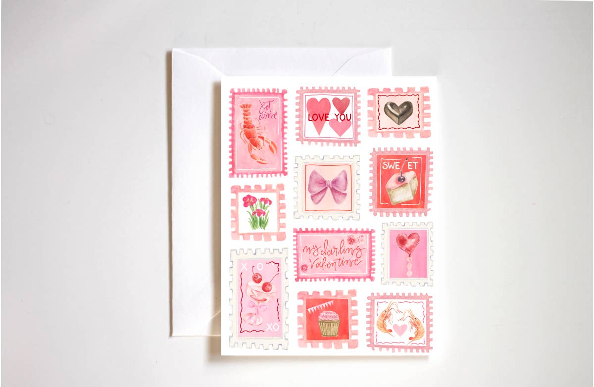 Vintage love stamps valentine's day card 