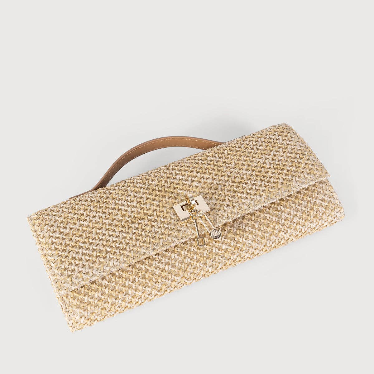 Women's Straw Bag Metal Chain Crossbody Bag: Khaki