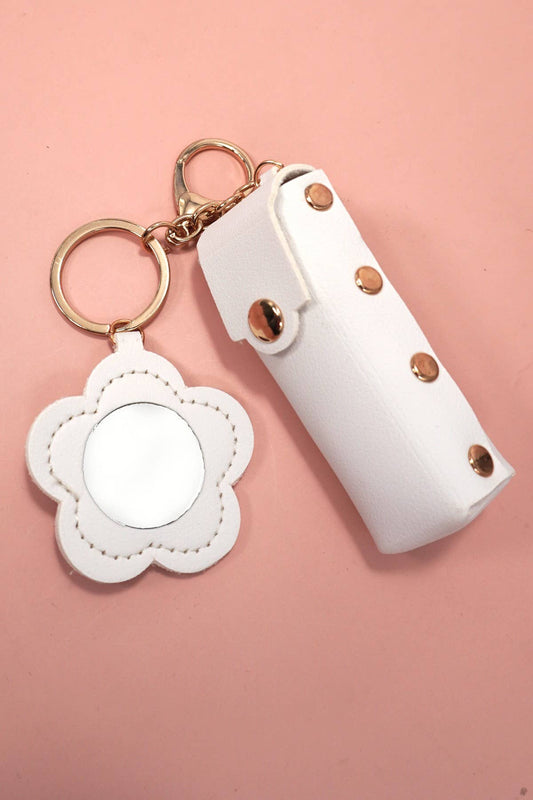 Lip Gloss Bag Charm Keychain - White