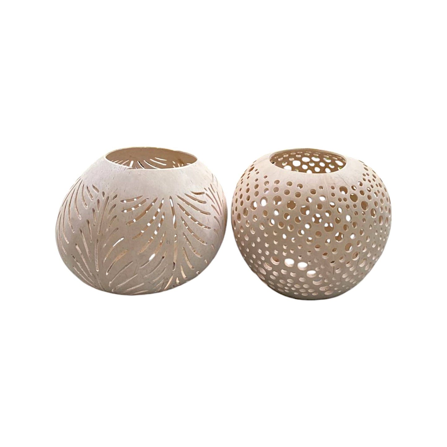 Natural Carved Coconut Tealight Candle Holder