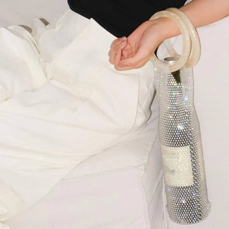 Luxe Crystal Wine Carrier: White
