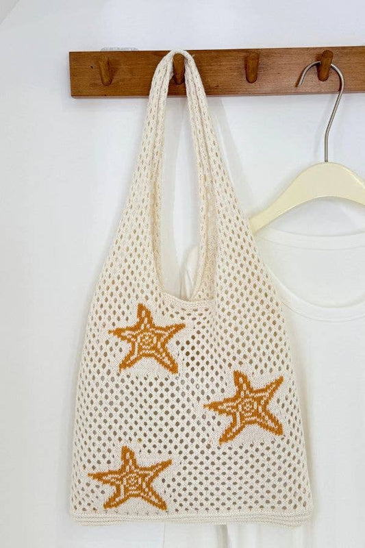 Crochet Tote Beach Bag: Starfish