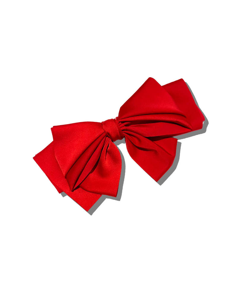 Handmade Satin Bow Hair Clip - Red