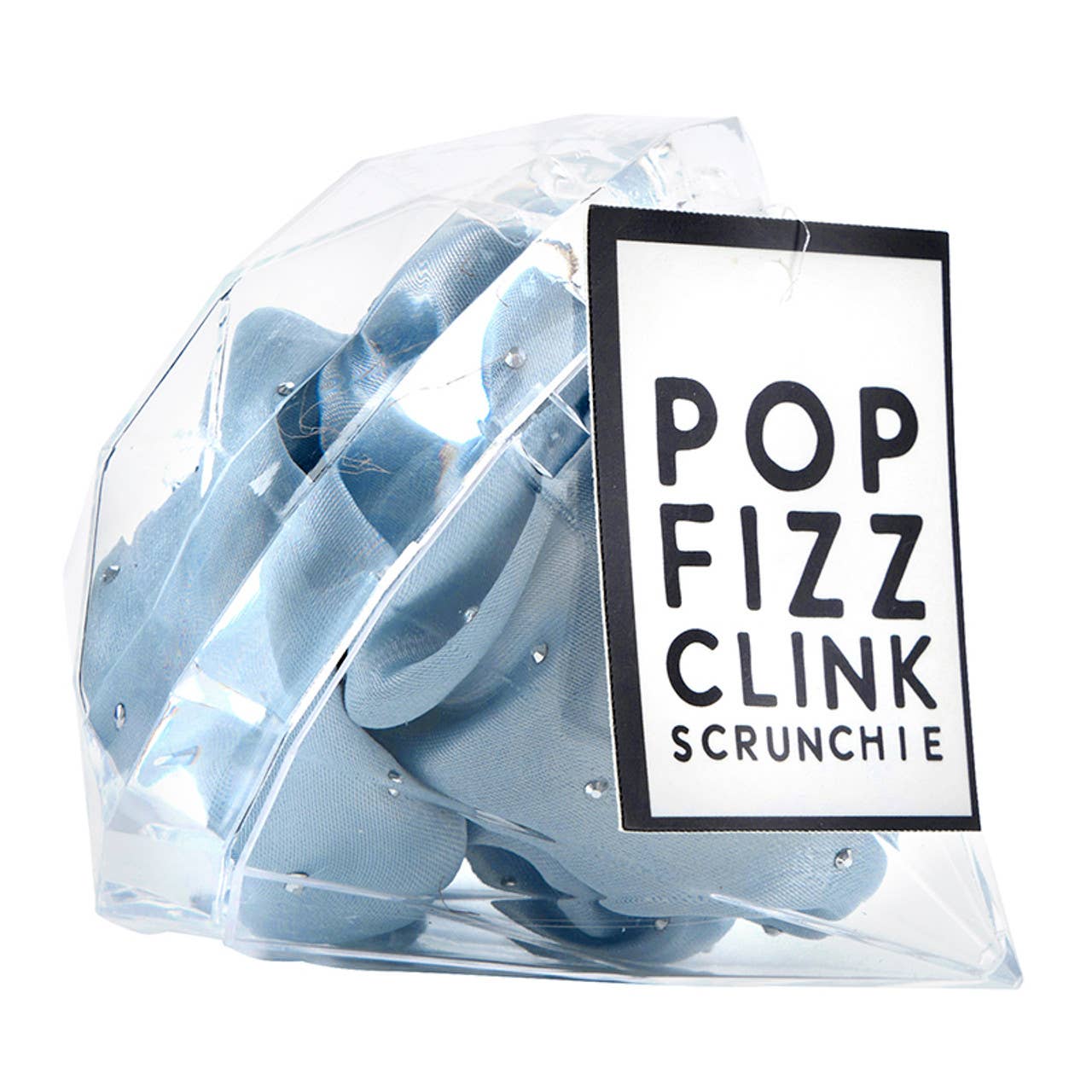 Large Satin Rhinestone Scrunchie in Diamond Ornament - Blue
