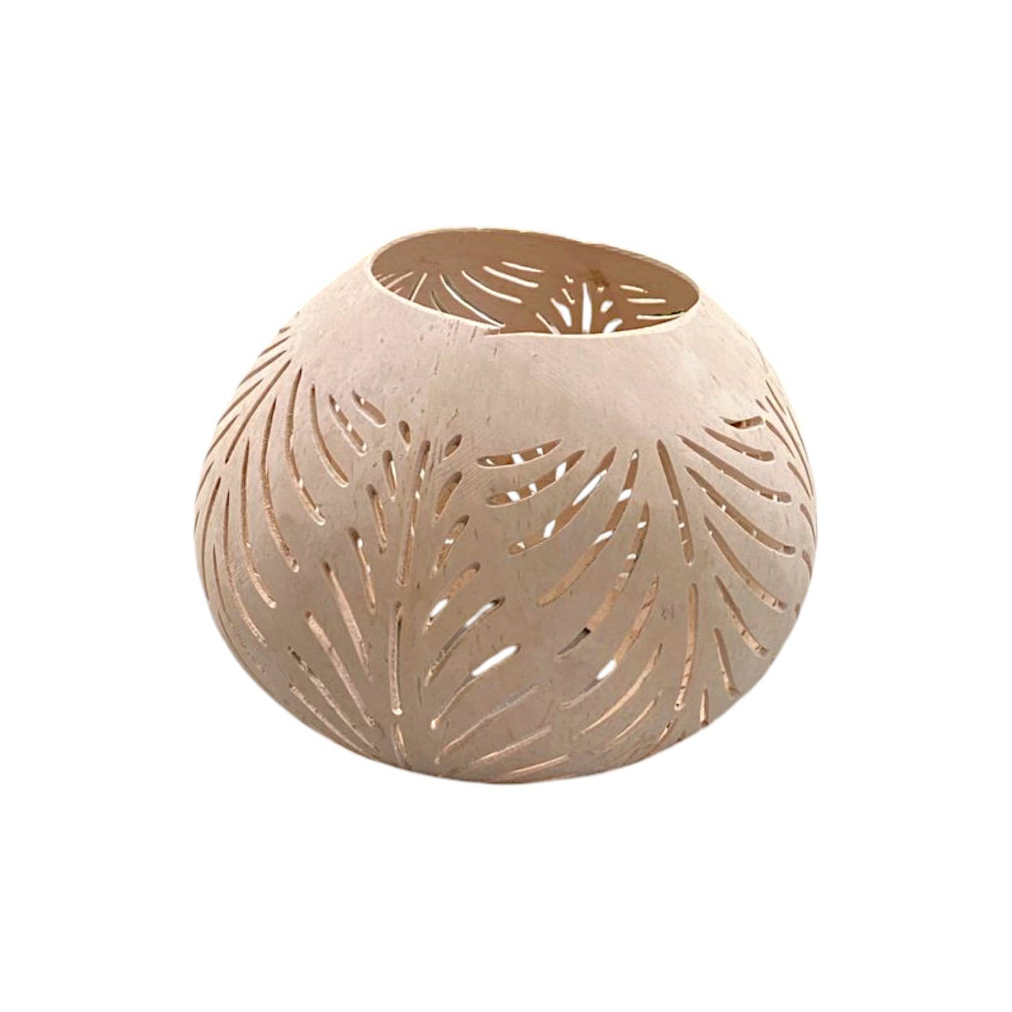Natural Carved Coconut Tealight Candle Holder