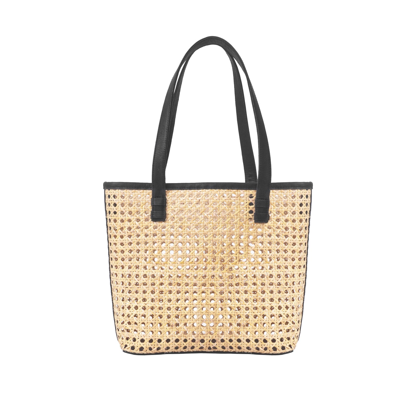 Petite French Rattan Tote: Black
