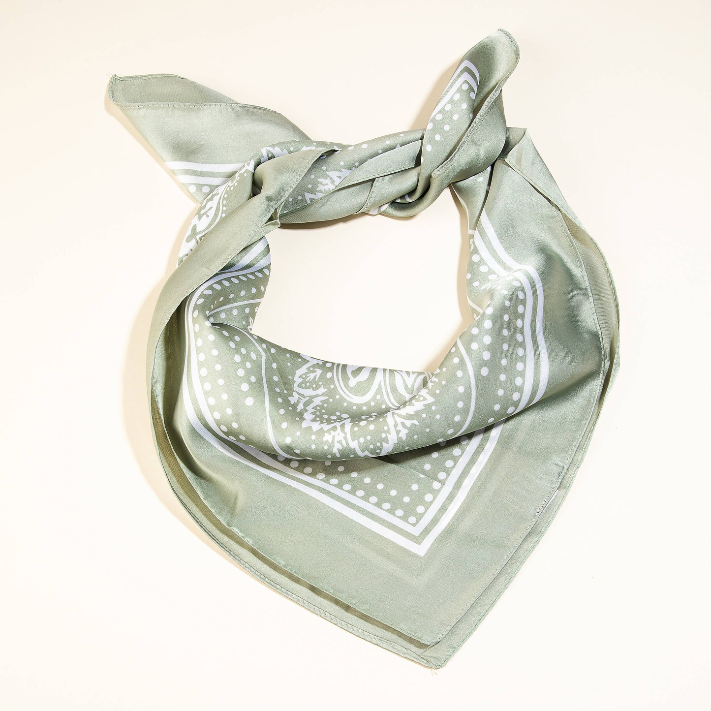 Light Paisley Design Square Bandana Scarf - Mint