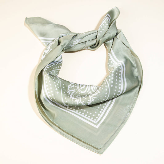 Light Paisley Design Square Bandana Scarf - Mint