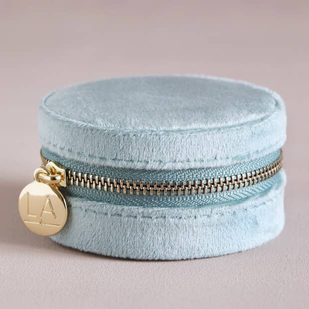 Mint Green Round Velvet Jewelry Box