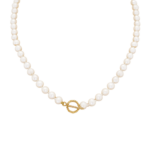 Classic Pearl Knotted Necklace - White Pearl