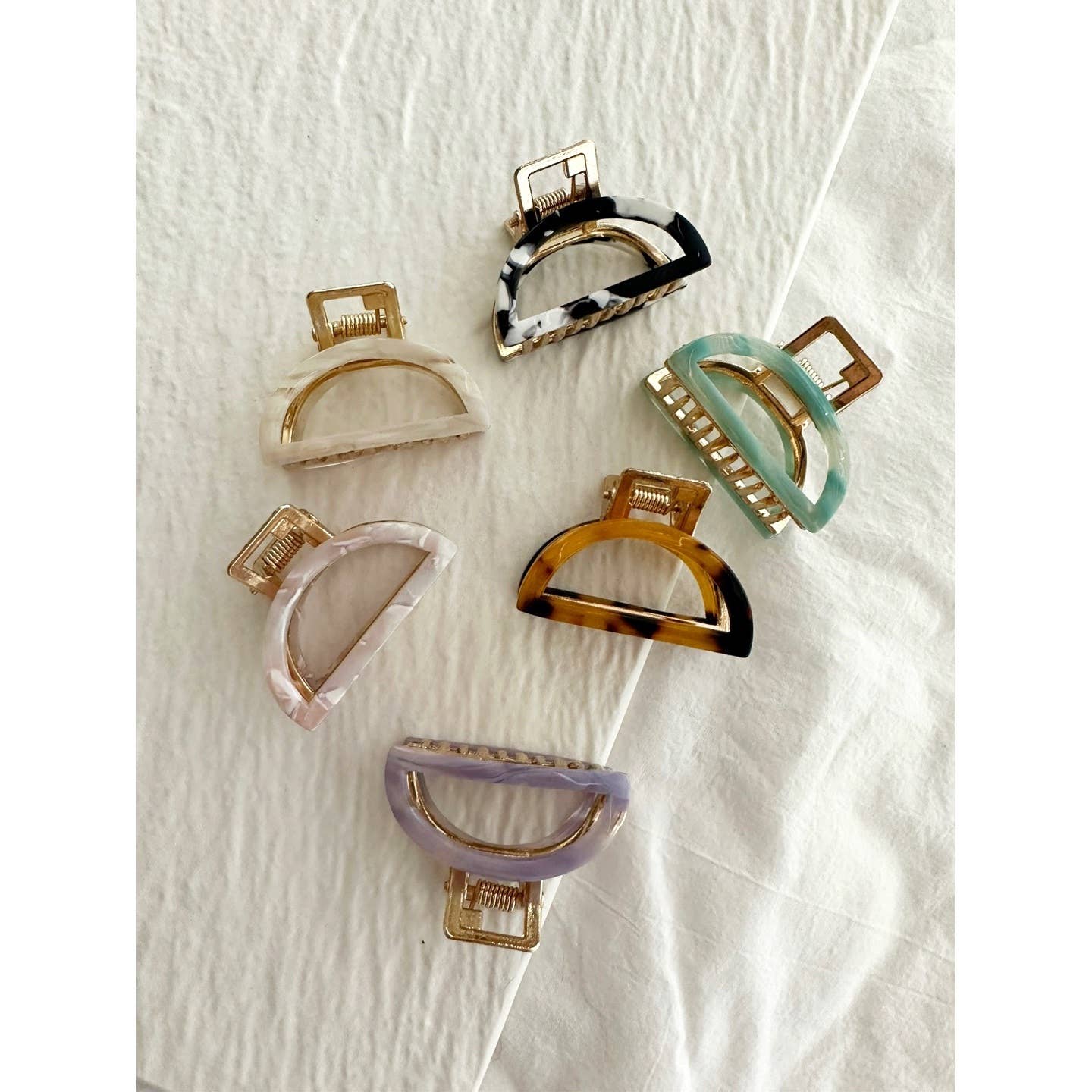 Mini Half Moon Hair Clips - Assorted