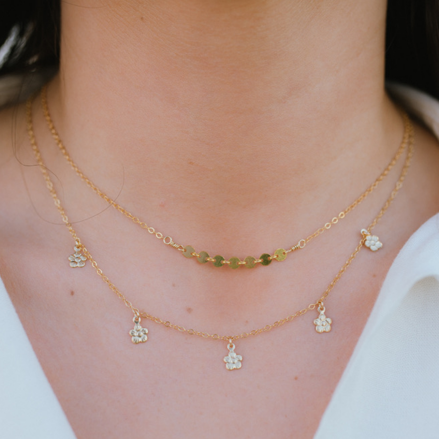 Multi Drop Necklace - Daisies