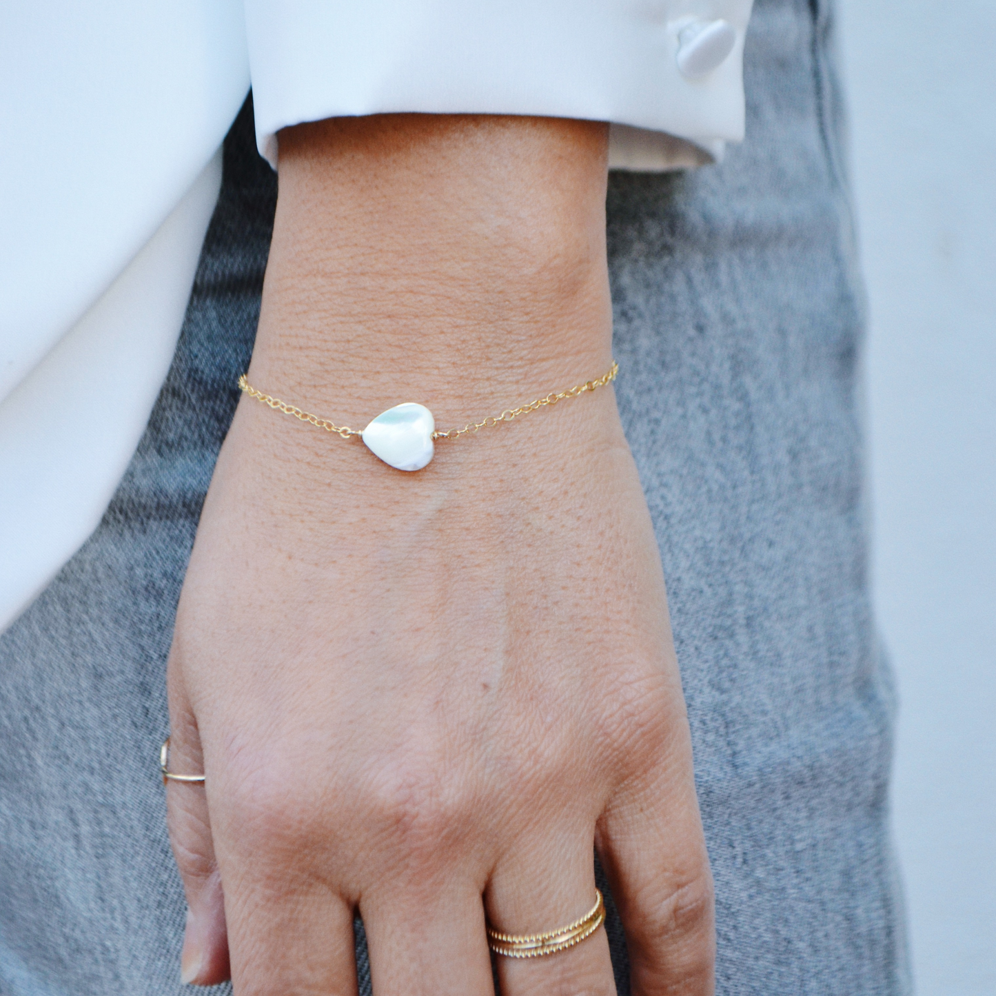 Pearly Heart Bracelet