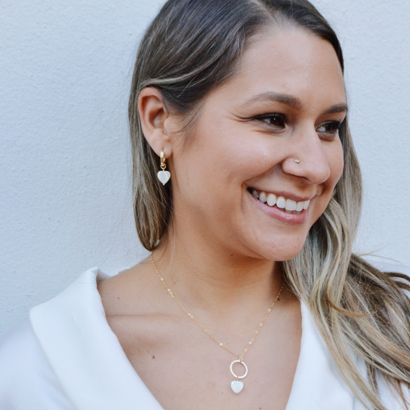 Pearly Heart Drop Hoops