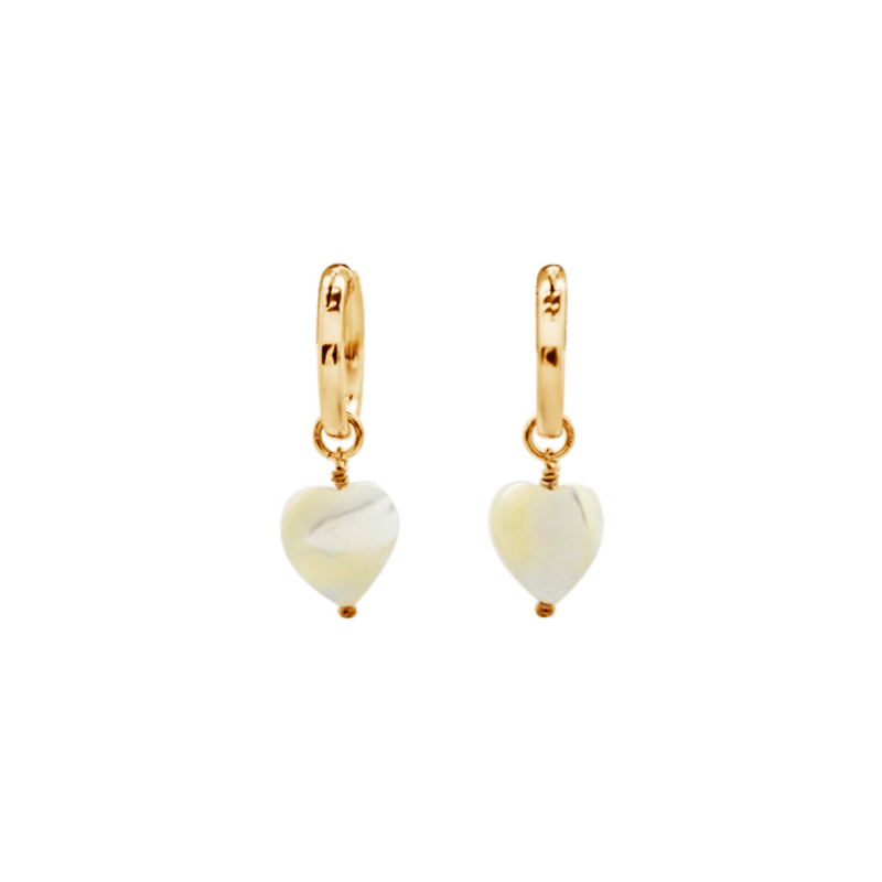Pearly Heart Drop Hoops