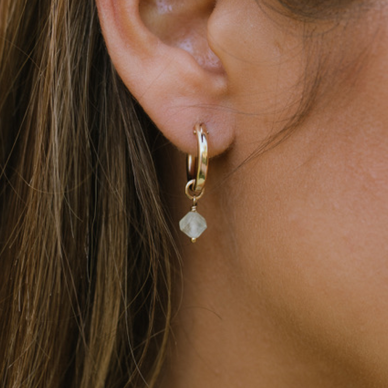 Peridot Drop Hoop Earrings