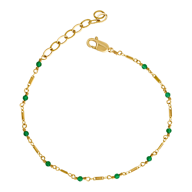 Bar Chain Bracelet - Green Onyx