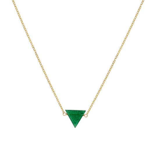 Trinity Triangle Necklace - Green Aventurine