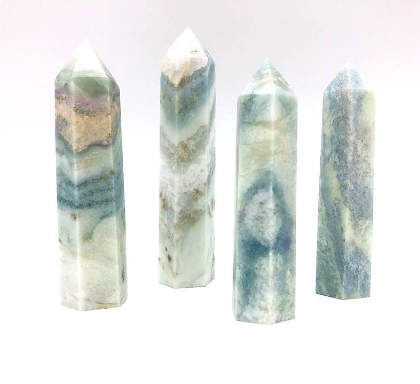 Blue Aragonite Crystal Point Towers